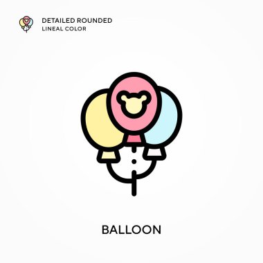 Balon ayrıntılı yuvarlak çizgisel renk. Modern vektör illüstrasyon kavramları. Düzenlemesi ve kişiselleştirmesi kolay.
