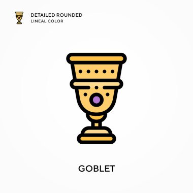 Kadeh detaylı yuvarlak çizgisel renk. Modern vektör illüstrasyon kavramları. Düzenlemesi ve kişiselleştirmesi kolay.