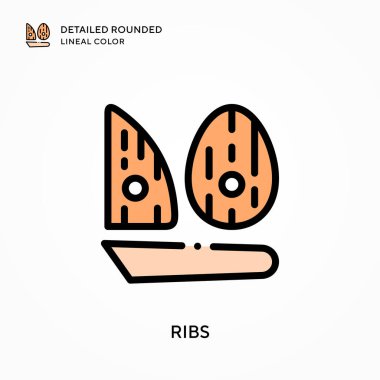 Kaburgalar yuvarlak çizgi rengini detaylandırmış. Modern vektör illüstrasyon kavramları. Düzenlemesi ve kişiselleştirmesi kolay.