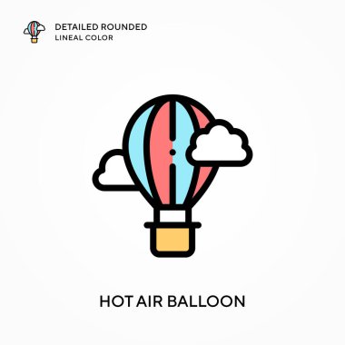 Sıcak hava balonu yuvarlak çizgi rengini detaylandırdı. Modern vektör illüstrasyon kavramları. Düzenlemesi ve kişiselleştirmesi kolay.