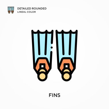 Yüzgeçler ayrıntılı yuvarlak çizgisel renk. Modern vektör illüstrasyon kavramları. Düzenlemesi ve kişiselleştirmesi kolay.