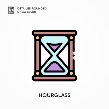 Kum saati yuvarlak çizgisel renkleri detaylı olarak açıklar. Modern vektör illüstrasyon kavramları. Düzenlemesi ve kişiselleştirmesi kolay.