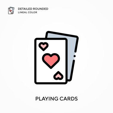 İskambil kağıtları yuvarlak çizgi rengini detaylandırıyor. Modern vektör illüstrasyon kavramları. Düzenlemesi ve kişiselleştirmesi kolay.