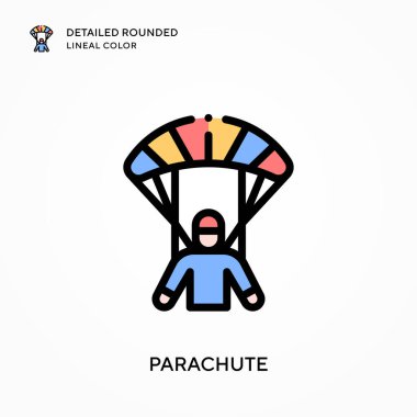Paraşüt ayrıntılı yuvarlak çizgisel renk. Modern vektör illüstrasyon kavramları. Düzenlemesi ve kişiselleştirmesi kolay.