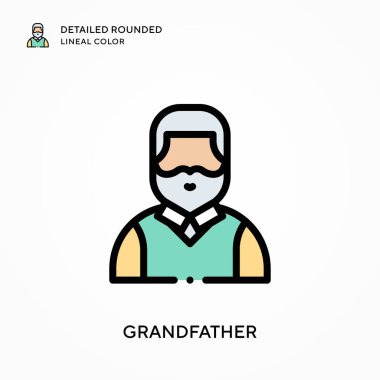 Büyükbabam yuvarlak çizgisel renkleri detaylıca anlattı. Modern vektör illüstrasyon kavramları. Düzenlemesi ve kişiselleştirmesi kolay.