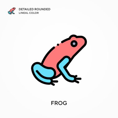 Kurbağa ayrıntılı yuvarlak çizgisel renk. Modern vektör illüstrasyon kavramları. Düzenlemesi ve kişiselleştirmesi kolay.