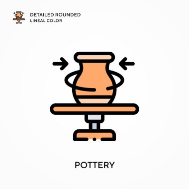 Çömlek yuvarlak lineal renk detaylı. Modern vektör illüstrasyon kavramları. Düzenlemesi ve kişiselleştirmesi kolay.