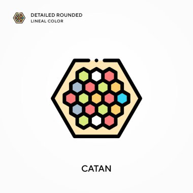 Catan ayrıntılı yuvarlak çizgisel renk. Modern vektör illüstrasyon kavramları. Düzenlemesi ve kişiselleştirmesi kolay.