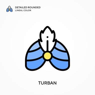 Türban ayrıntılı yuvarlak çizgisel renk. Modern vektör illüstrasyon kavramları. Düzenlemesi ve kişiselleştirmesi kolay.