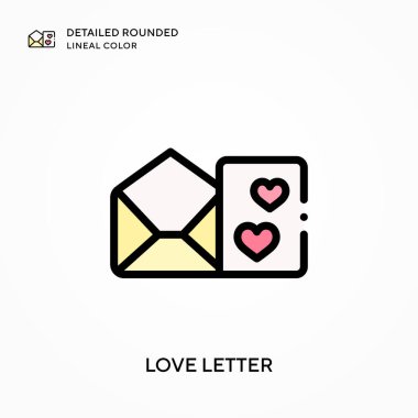 Aşk mektubu yuvarlak çizgi rengini detaylandırdı. Modern vektör illüstrasyon kavramları. Düzenlemesi ve kişiselleştirmesi kolay.