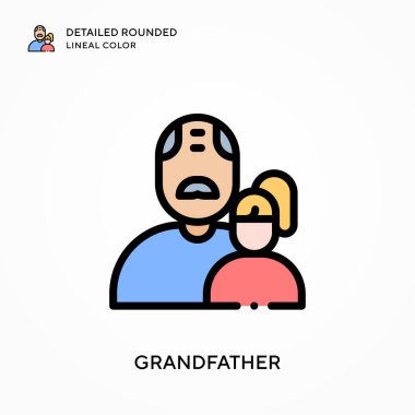 Büyükbabam yuvarlak çizgisel renkleri detaylıca anlattı. Modern vektör illüstrasyon kavramları. Düzenlemesi ve kişiselleştirmesi kolay.