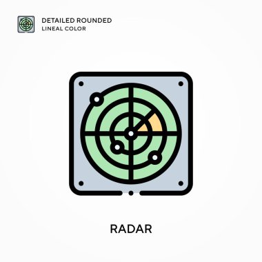 Radar yuvarlak çizgi rengini detaylı olarak açıkladı. Modern vektör illüstrasyon kavramları. Düzenlemesi ve kişiselleştirmesi kolay.