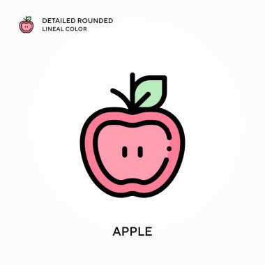 Apple ayrıntılı yuvarlak çizgisel renk. Modern vektör illüstrasyon kavramları. Düzenlemesi ve kişiselleştirmesi kolay.