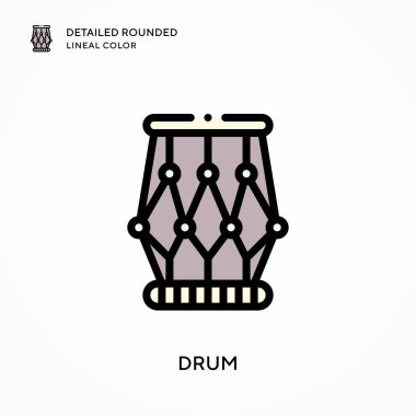 Davul ayrıntılı yuvarlak çizgisel renk. Modern vektör illüstrasyon kavramları. Düzenlemesi ve kişiselleştirmesi kolay.