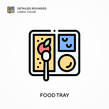 Yemek tepsisi yuvarlak renkte. Modern vektör illüstrasyon kavramları. Düzenlemesi ve kişiselleştirmesi kolay.