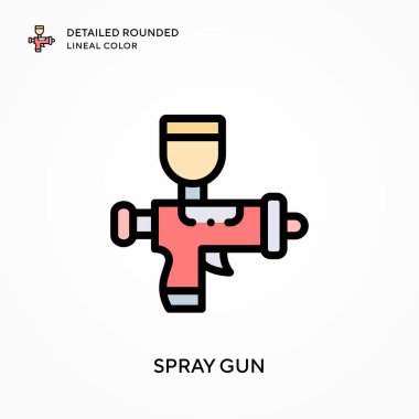 Sprey tabanca yuvarlak çizgisel renkte detaylı. Modern vektör illüstrasyon kavramları. Düzenlemesi ve kişiselleştirmesi kolay.