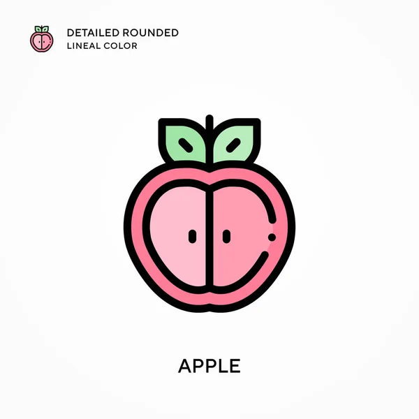 Color Lineal Redondeado Detallado Apple Conceptos Modernos Ilustración Vectorial Fácil — Archivo Imágenes Vectoriales