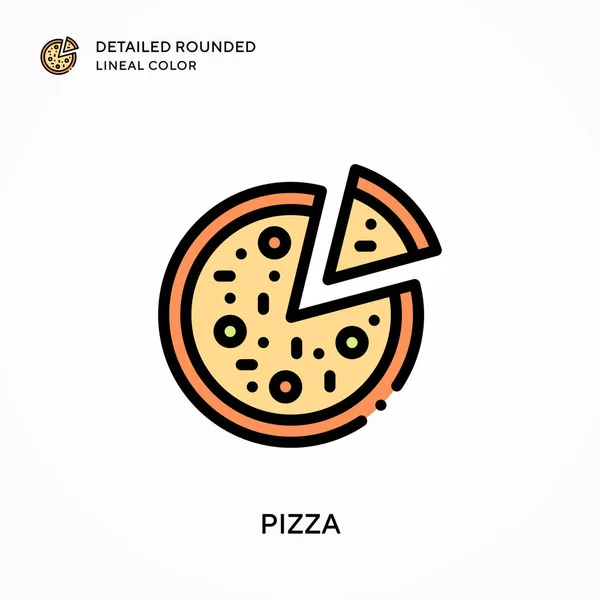 Pizza Detallada Color Lineal Redondeado Conceptos Modernos Ilustración Vectorial Fácil — Vector de stock