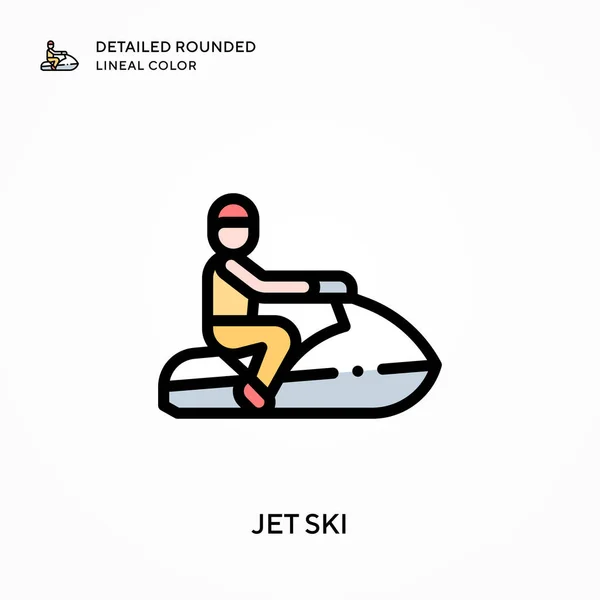Jet Ski Szczegółowy Zaokrąglony Kolor Linii Nowoczesne Koncepcje Ilustracji Wektorowej — Wektor stockowy