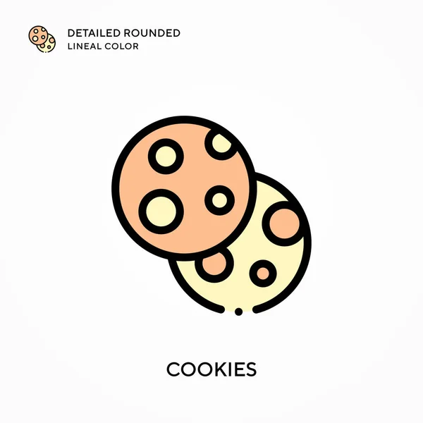 Cookies Detalladas Color Lineal Redondeado Conceptos Modernos Ilustración Vectorial Fácil — Archivo Imágenes Vectoriales