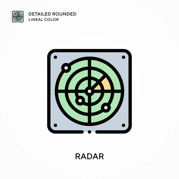 Radar Detalhado Cor Linear Arredondada Conceitos Modernos Ilustração Vetorial Fácil —  Vetores de Stock
