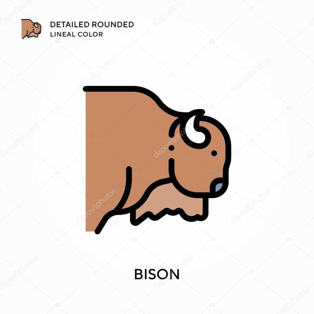 Bison detailed rounded lineal color. Modern vector illustration concepts. Easy to edit and customize.