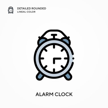 Alarm saati yuvarlak çizgi rengini detaylandırdı. Modern vektör illüstrasyon kavramları. Düzenlemesi ve kişiselleştirmesi kolay.
