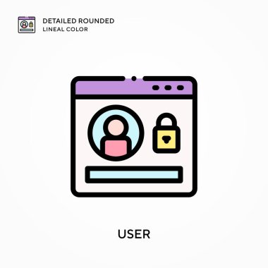 Kullanıcı ayrıntılı yuvarlak doğrusal renk. Modern vektör illüstrasyon kavramları. Düzenlemesi ve kişiselleştirmesi kolay.