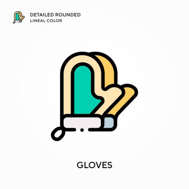 Eldivenler ayrıntılı yuvarlak çizgisel renk. Modern vektör illüstrasyon kavramları. Düzenlemesi ve kişiselleştirmesi kolay.