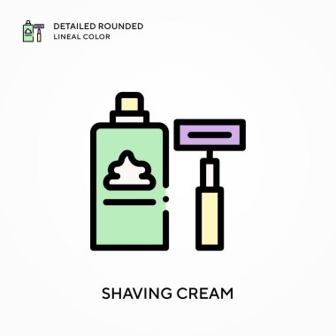 Traş köpüğü detaylı yuvarlak çizgisel renk. Modern vektör illüstrasyon kavramları. Düzenlemesi ve kişiselleştirmesi kolay.