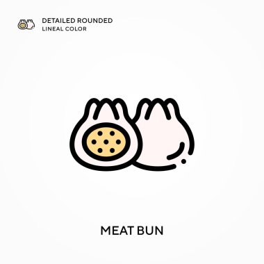 Köfte ayrıntılı yuvarlak çizgisel renk. Modern vektör illüstrasyon kavramları. Düzenlemesi ve kişiselleştirmesi kolay.