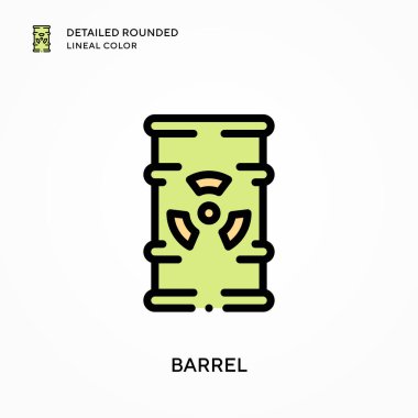 Fıçının ayrıntılı yuvarlak çizgisel rengi. Modern vektör illüstrasyon kavramları. Düzenlemesi ve kişiselleştirmesi kolay.