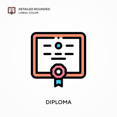 Diploma, yuvarlak çizgi rengini detaylandırmış. Modern vektör illüstrasyon kavramları. Düzenlemesi ve kişiselleştirmesi kolay.