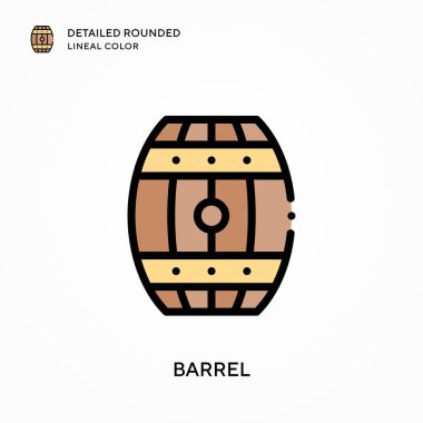 Fıçının ayrıntılı yuvarlak çizgisel rengi. Modern vektör illüstrasyon kavramları. Düzenlemesi ve kişiselleştirmesi kolay.