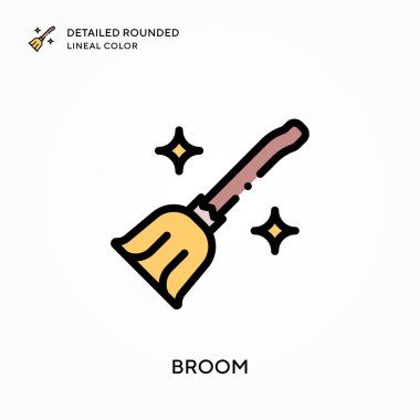 Süpürge ayrıntılı yuvarlak çizgisel renk. Modern vektör illüstrasyon kavramları. Düzenlemesi ve kişiselleştirmesi kolay.