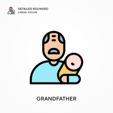 Büyükbabam yuvarlak çizgisel renkleri detaylıca anlattı. Modern vektör illüstrasyon kavramları. Düzenlemesi ve kişiselleştirmesi kolay.