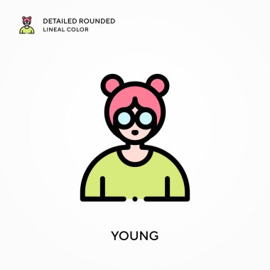 Genç ayrıntılı yuvarlak çizgisel renk. Modern vektör illüstrasyon kavramları. Düzenlemesi ve kişiselleştirmesi kolay.