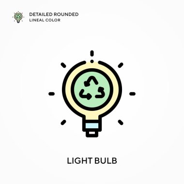 Ampul ayrıntılı yuvarlak çizgisel renk. Modern vektör illüstrasyon kavramları. Düzenlemesi ve kişiselleştirmesi kolay.