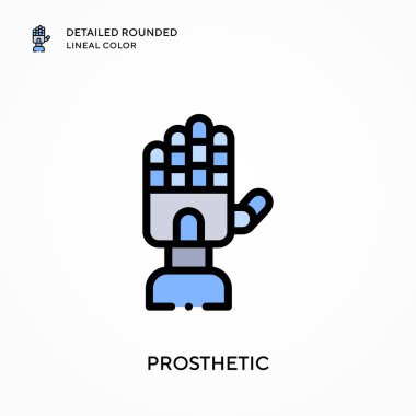 Protez detaylı yuvarlak çizgisel renk. Modern vektör illüstrasyon kavramları. Düzenlemesi ve kişiselleştirmesi kolay.