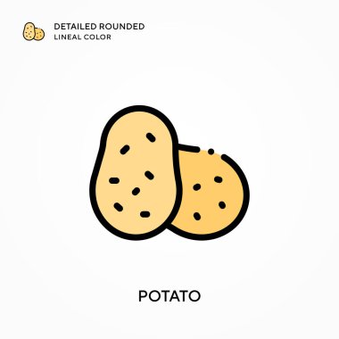 Patates ayrıntılı yuvarlak çizgisel renk. Modern vektör illüstrasyon kavramları. Düzenlemesi ve kişiselleştirmesi kolay.
