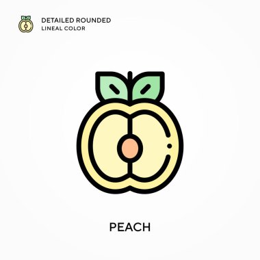 Şeftali ayrıntılı yuvarlak çizgisel renk. Modern vektör illüstrasyon kavramları. Düzenlemesi ve kişiselleştirmesi kolay.