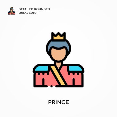 Prens yuvarlak çizgi rengini detaylandırdı. Modern vektör illüstrasyon kavramları. Düzenlemesi ve kişiselleştirmesi kolay.