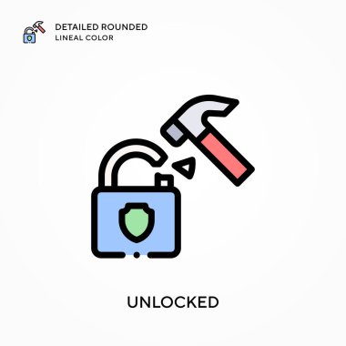Kilitlenmemiş ayrıntılı yuvarlak çizgi rengi. Modern vektör illüstrasyon kavramları. Düzenlemesi ve kişiselleştirmesi kolay.