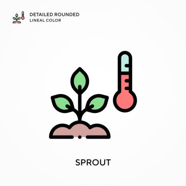 Filiz detaylı yuvarlak çizgisel renk. Modern vektör illüstrasyon kavramları. Düzenlemesi ve kişiselleştirmesi kolay.