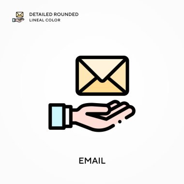 E- posta ayrıntılı yuvarlak doğrusal renk. Modern vektör illüstrasyon kavramları. Düzenlemesi ve kişiselleştirmesi kolay.