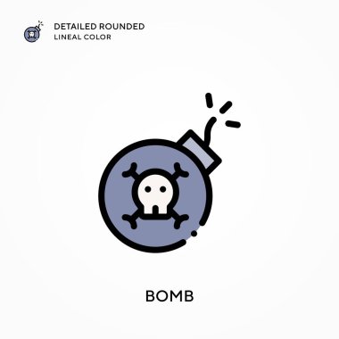 Bomba detaylı yuvarlak çizgisel renk. Modern vektör illüstrasyon kavramları. Düzenlemesi ve kişiselleştirmesi kolay.
