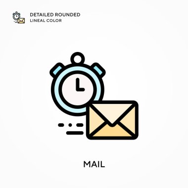 Posta detaylı yuvarlak çizgi rengi. Modern vektör illüstrasyon kavramları. Düzenlemesi ve kişiselleştirmesi kolay.