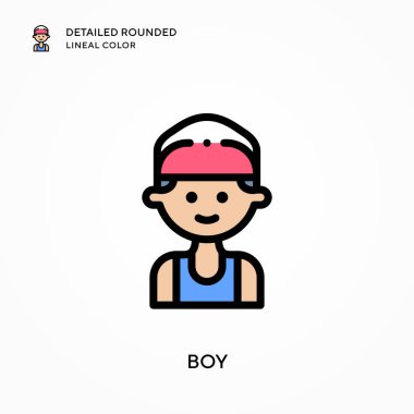 Oğlan yuvarlak çizgi rengini detaylandırdı. Modern vektör illüstrasyon kavramları. Düzenlemesi ve kişiselleştirmesi kolay.