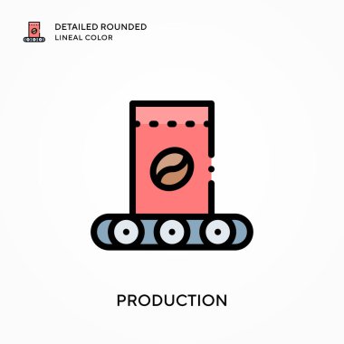 Üretim ayrıntılı yuvarlak doğrusal renk. Modern vektör illüstrasyon kavramları. Düzenlemesi ve kişiselleştirmesi kolay.