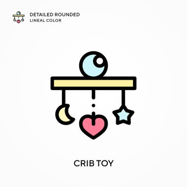 Beşik oyuncağı yuvarlak çizgi rengini detaylandırmış. Modern vektör illüstrasyon kavramları. Düzenlemesi ve kişiselleştirmesi kolay.